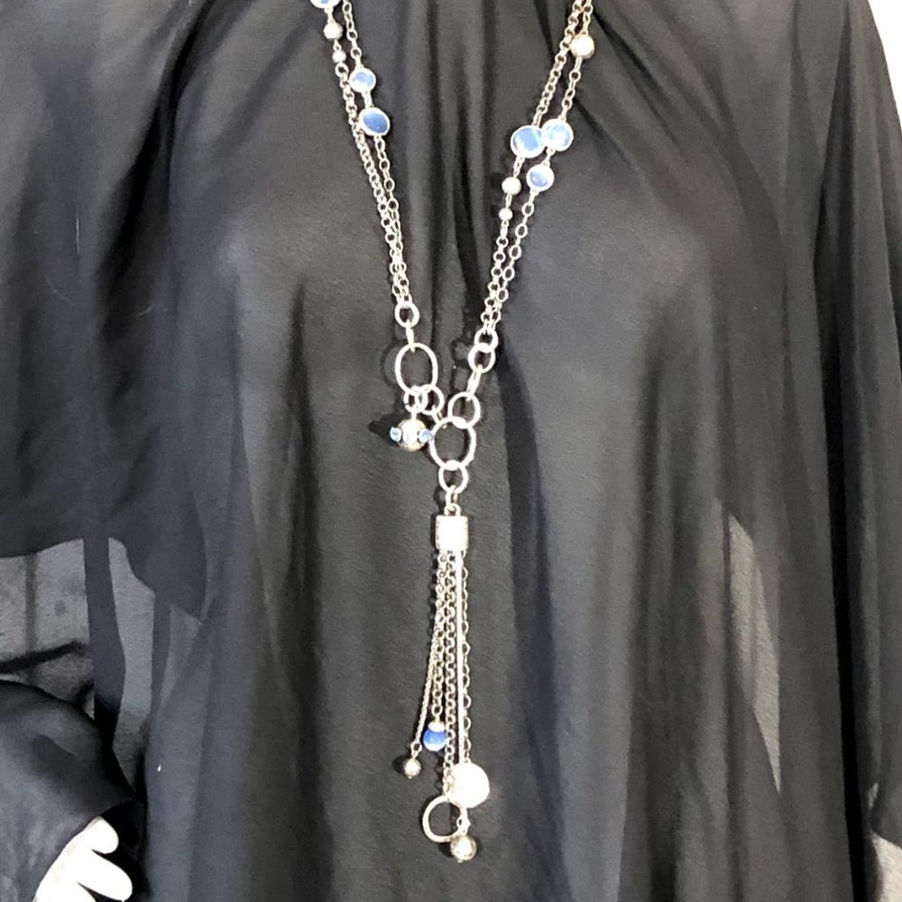 Ladies BLUE Stone Silver Tone CHICO'S Necklace